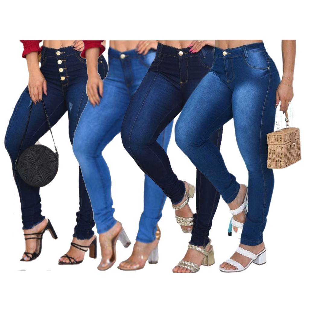 Calça Jeans Feminina lycra (elastano) Levanta BumBum