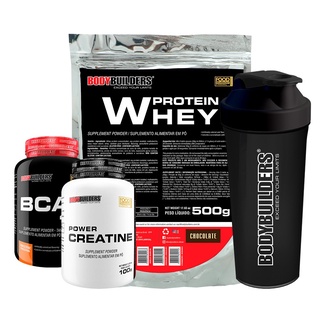 Kit Whey Protein 500g, BCAA 4,5 100g, Power Creatine 100g